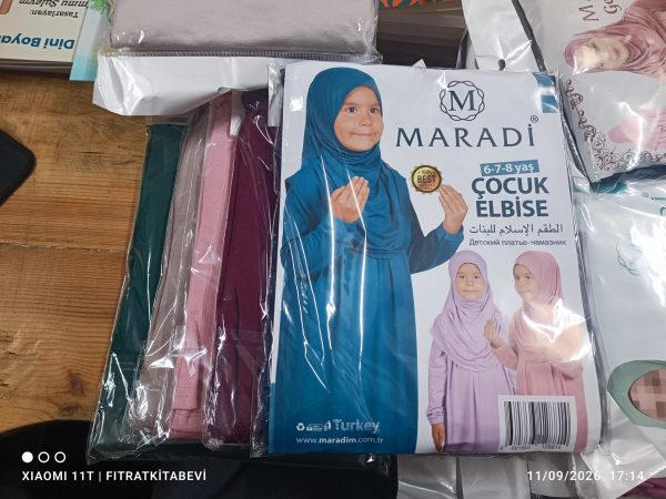 Maradi Çocuk Namaz Elbise Karma Renk 6-7-8 Yaş